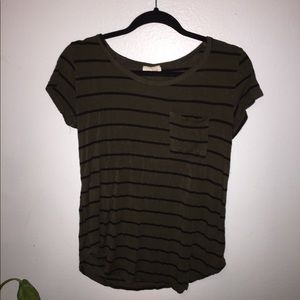 Green and black striped Scoop shirt with pocket